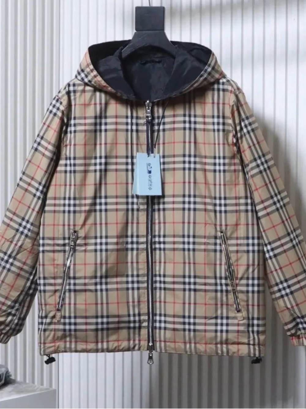 Burberry Plaid Hooded Jacket - Beige Check